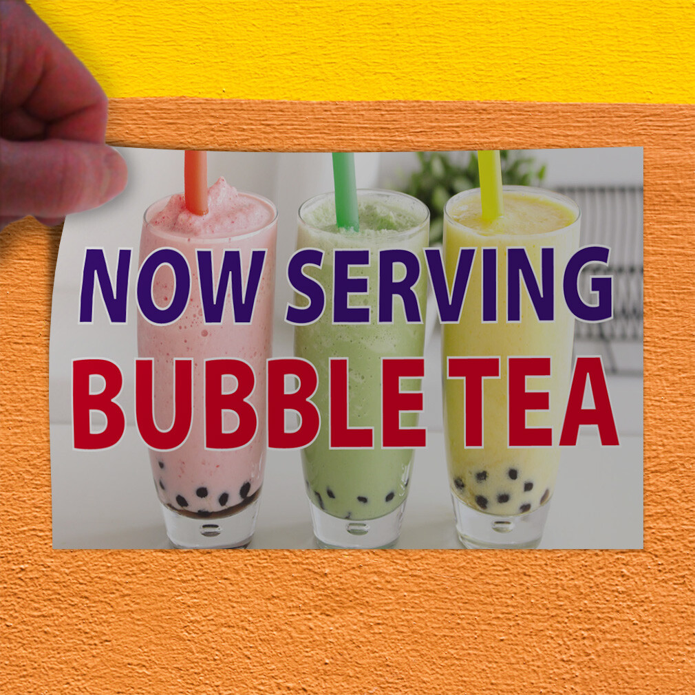 Decal Stickers Now Serving Bubble Tea Advertising Printing Store Sign Label