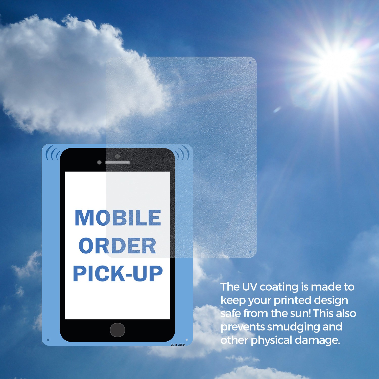 Mobile Order Pick Up Public Safety Sign Metal, Plastic, Or Decal – 5 or 10 Pack