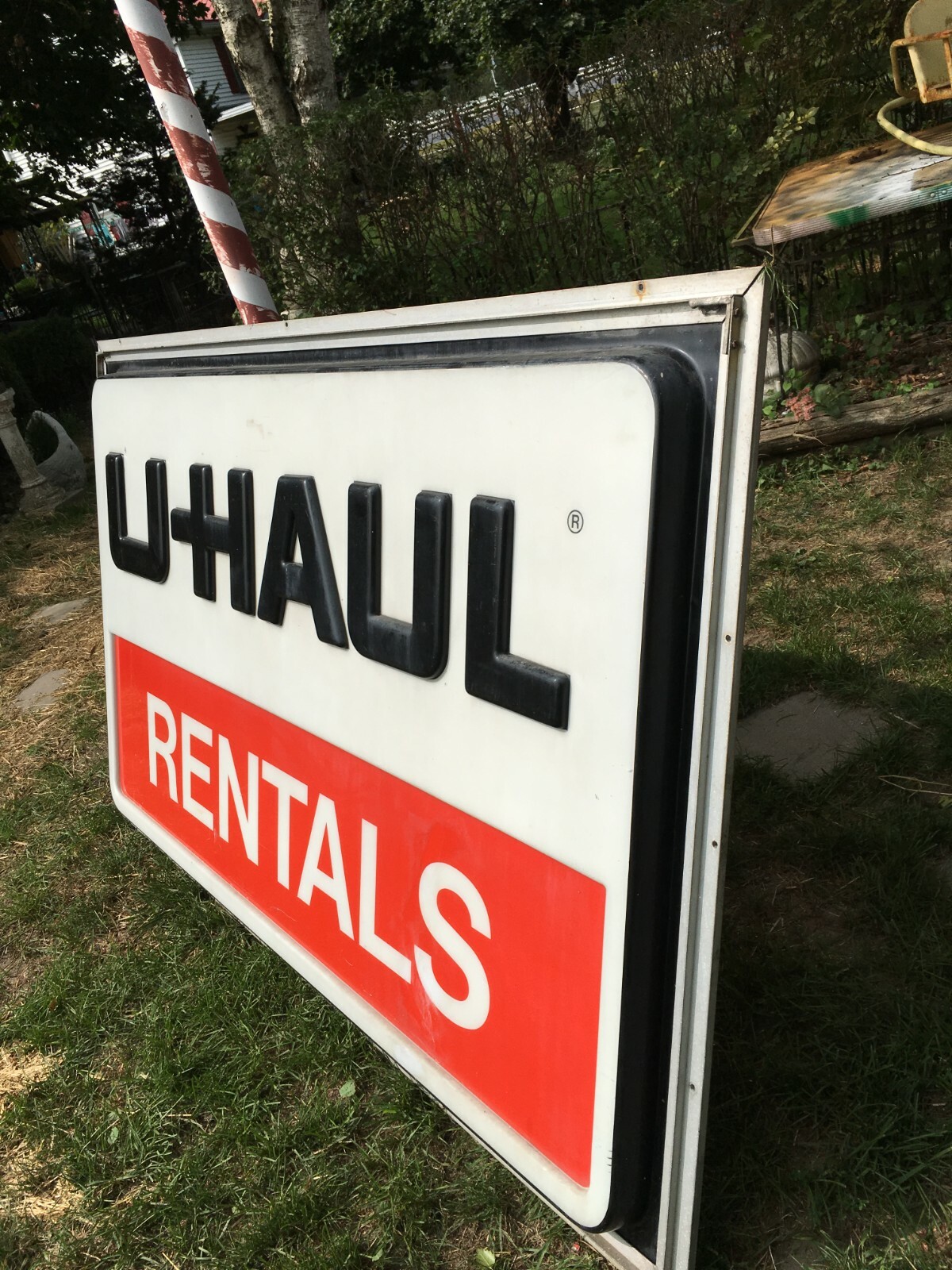Large U Haul Plastic Sign in Aluminum Frame 73in x 44in
