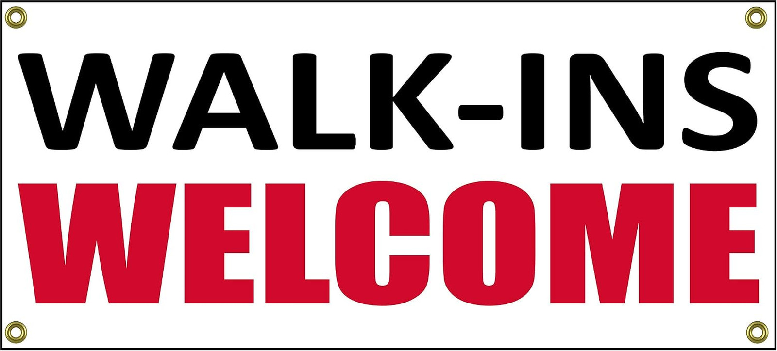 Walk Ins Welcome Banner Retail Store Shop Business Sign 36&Prime; by 15&Prime; Hair Nails B