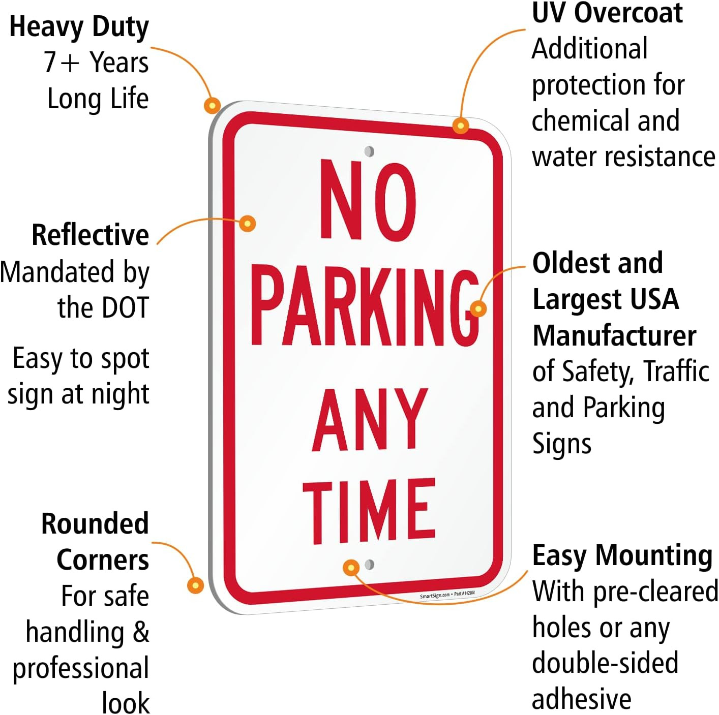 Basics 18 X 12 Inch “No Parking Any Time” Metal Sign, 120 Mil Aluminum Composite