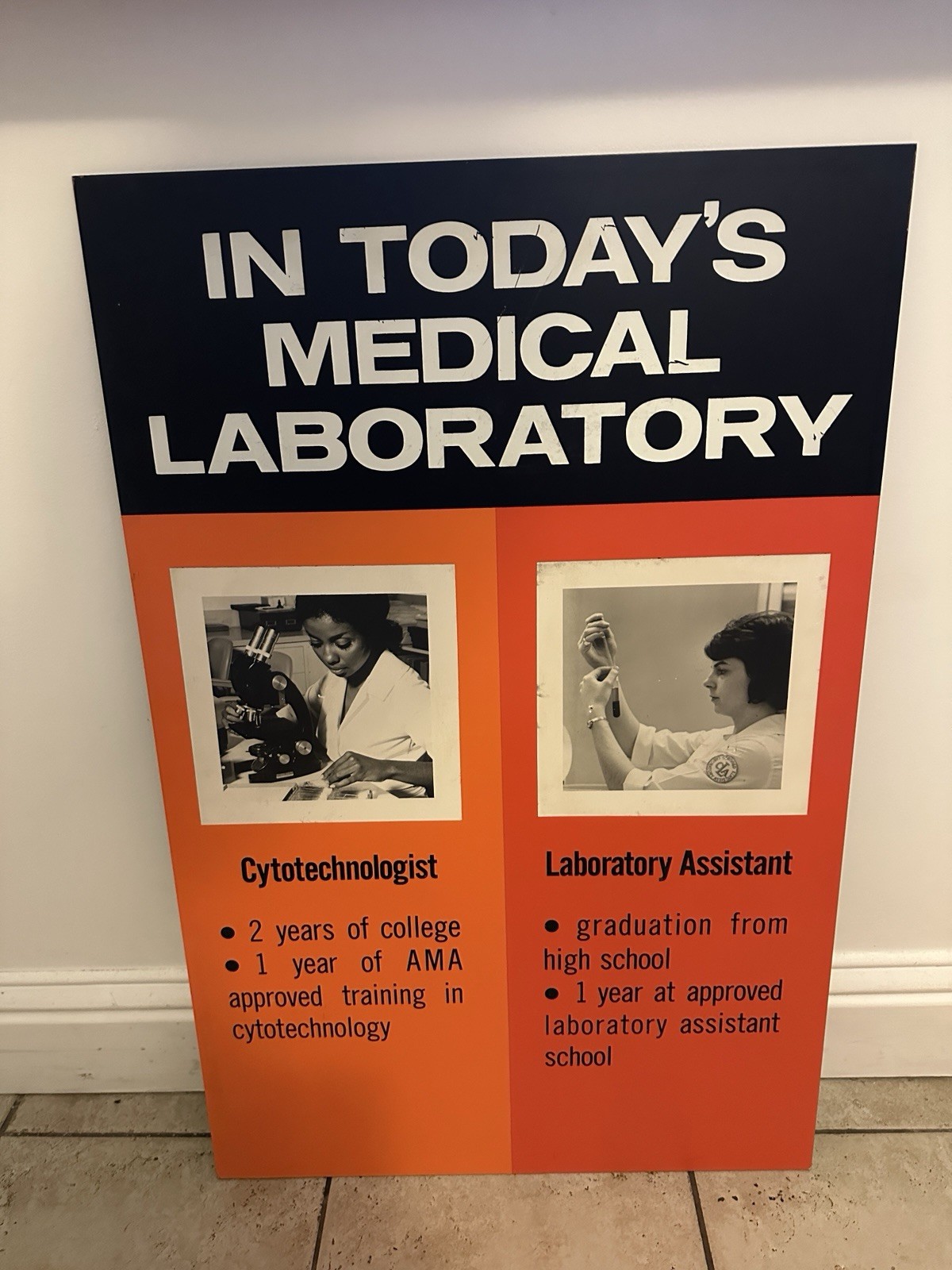 1970s Vintage Healthcare Signs w/original case Lab Scientist Movie Set Play