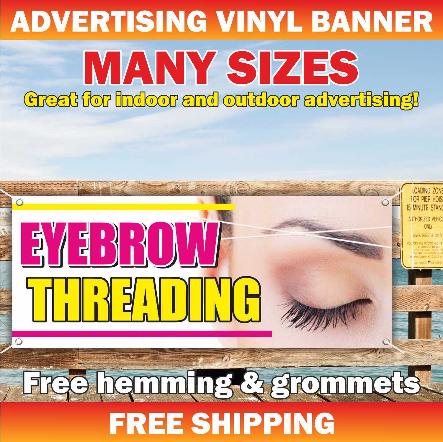 EYEBROW THREADING Advertising Banner Vinyl Mesh Sign beauty salon barber hairs