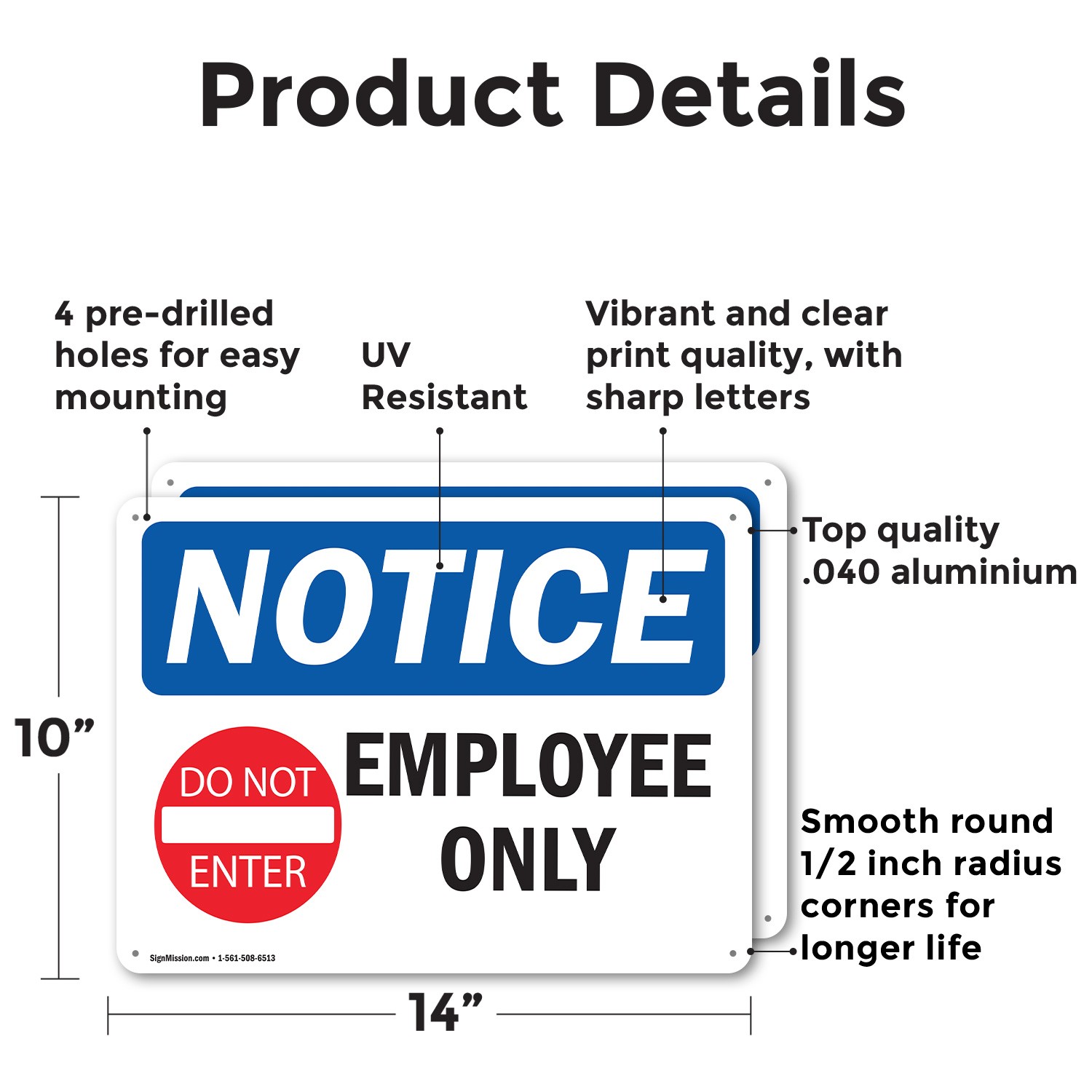 (2 Pack) Employees Only OSHA Notice Sign Decal Metal Plastic