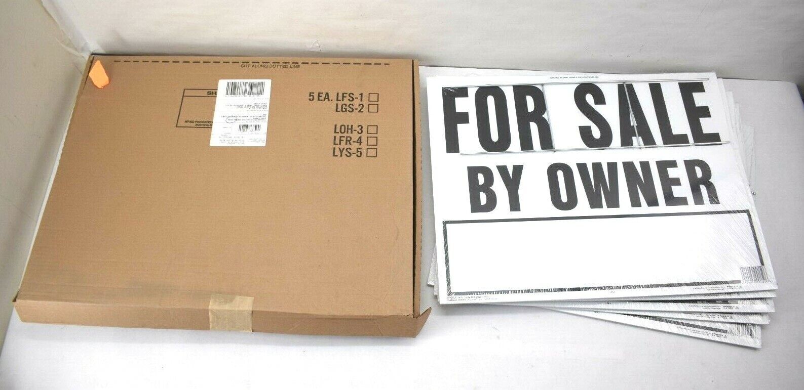 Pack Of 5 Hy-Ko Products Co Corrugated White Plastic Sign For Sale By Owner