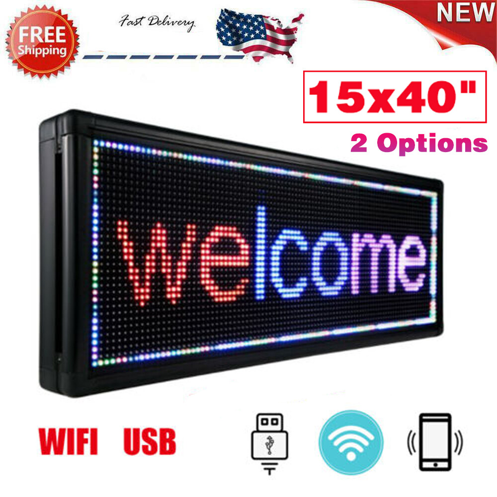LED Sign 40&Prime; X 15&Prime; Scrolling Message Display Board 3 Color Programmable Sale!