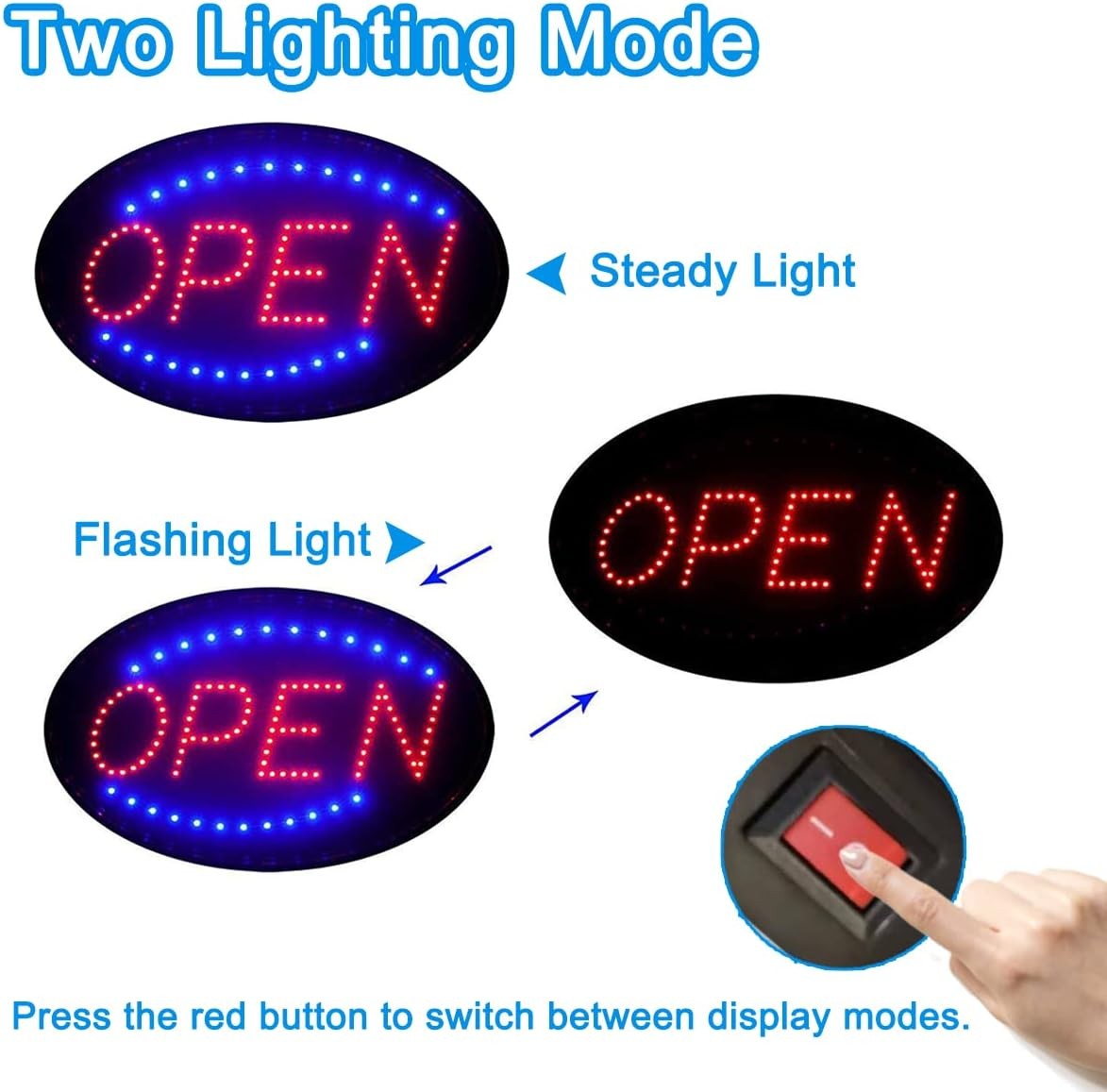 OPEN Business Sign Animated Motion Ultra Bright Store LED Neon Light with ON/OFF