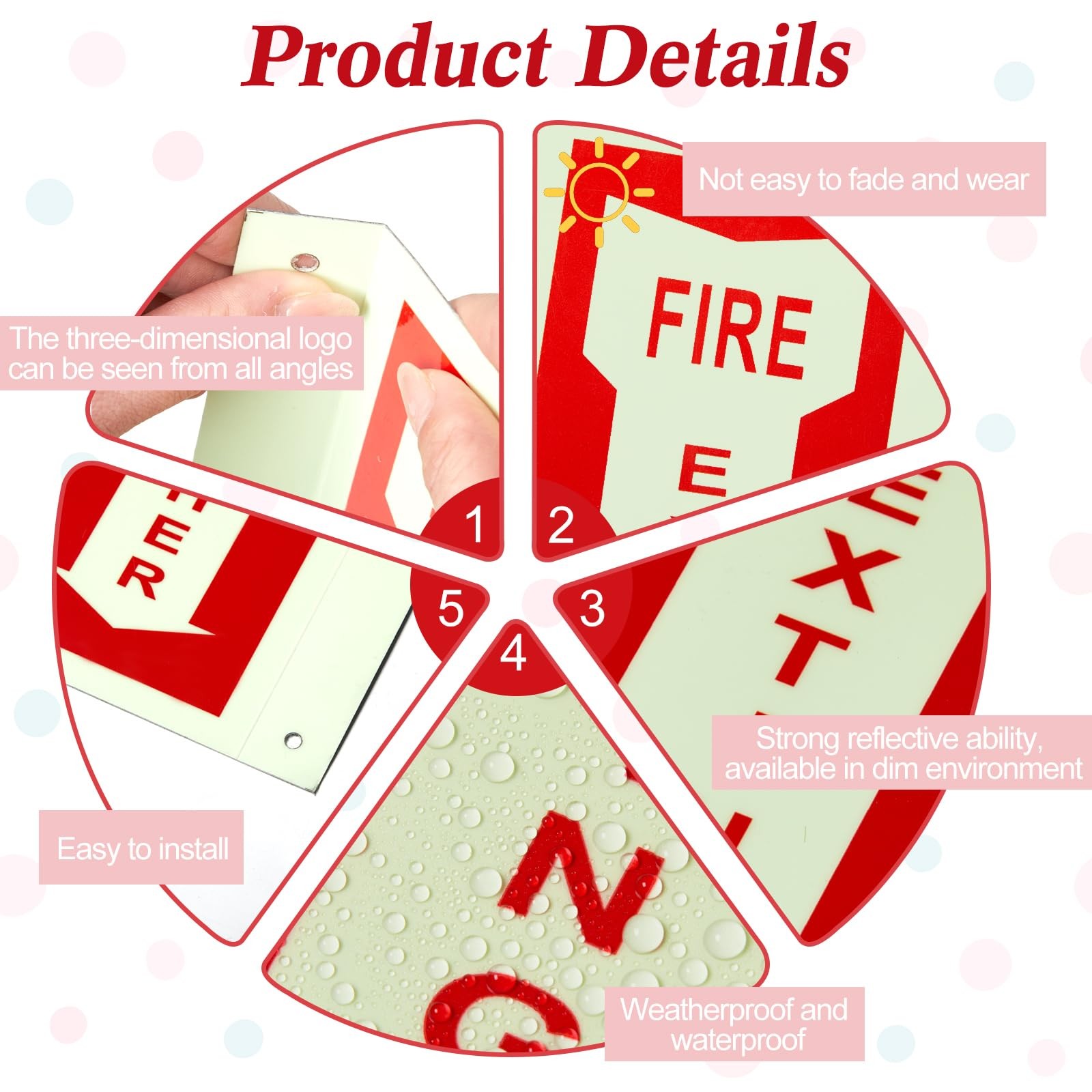 2 Pack Metal 3D Fire Extinguisher Sign 12&Prime;x 4&Prime; Aluminum Glow in The Dark Fire…