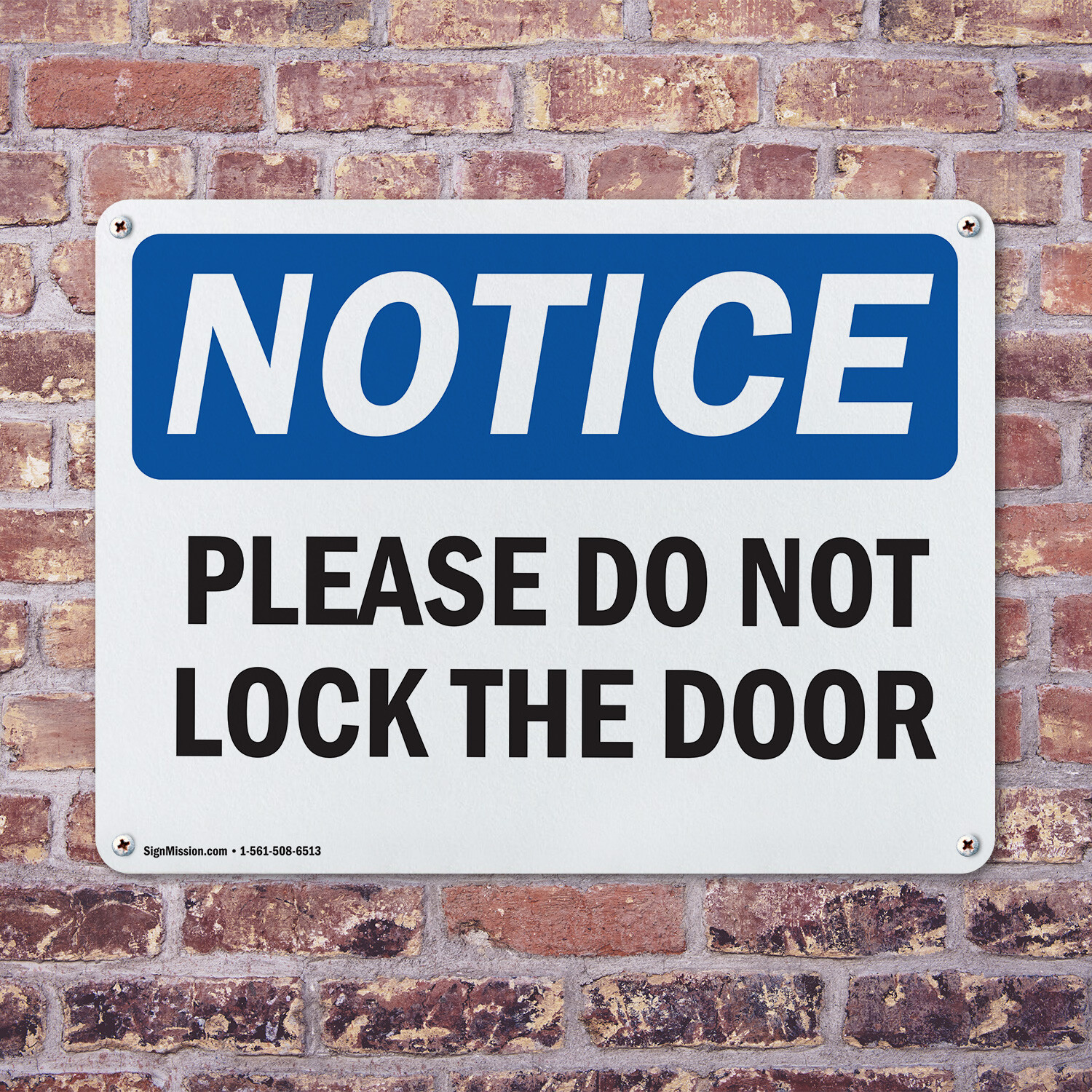 (2 Pack) Please Do Not Lock The Door OSHA Notice Sign Decal Metal Plastic