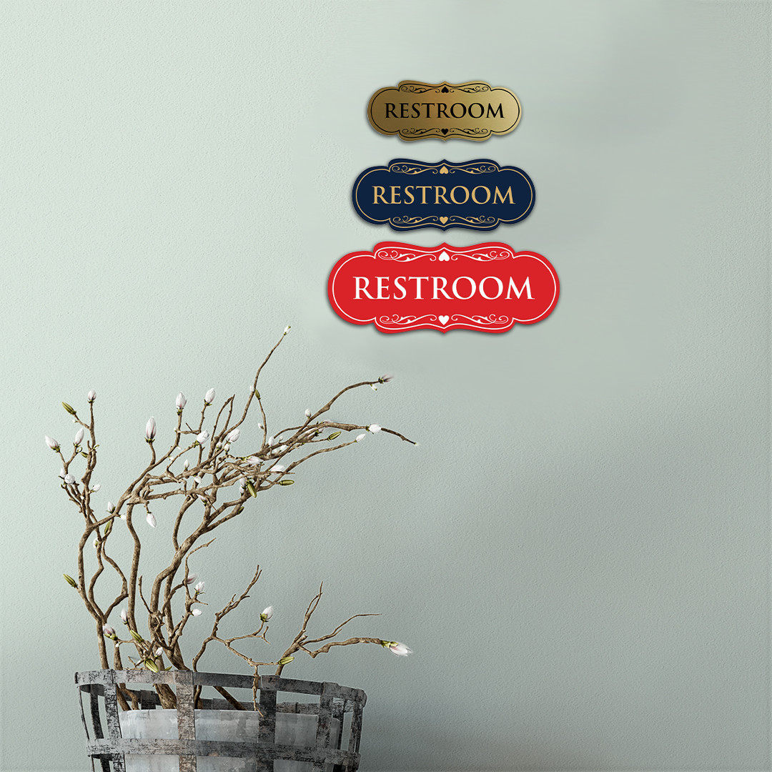 Designer Restroom Sign – Brushed Gold – Medium