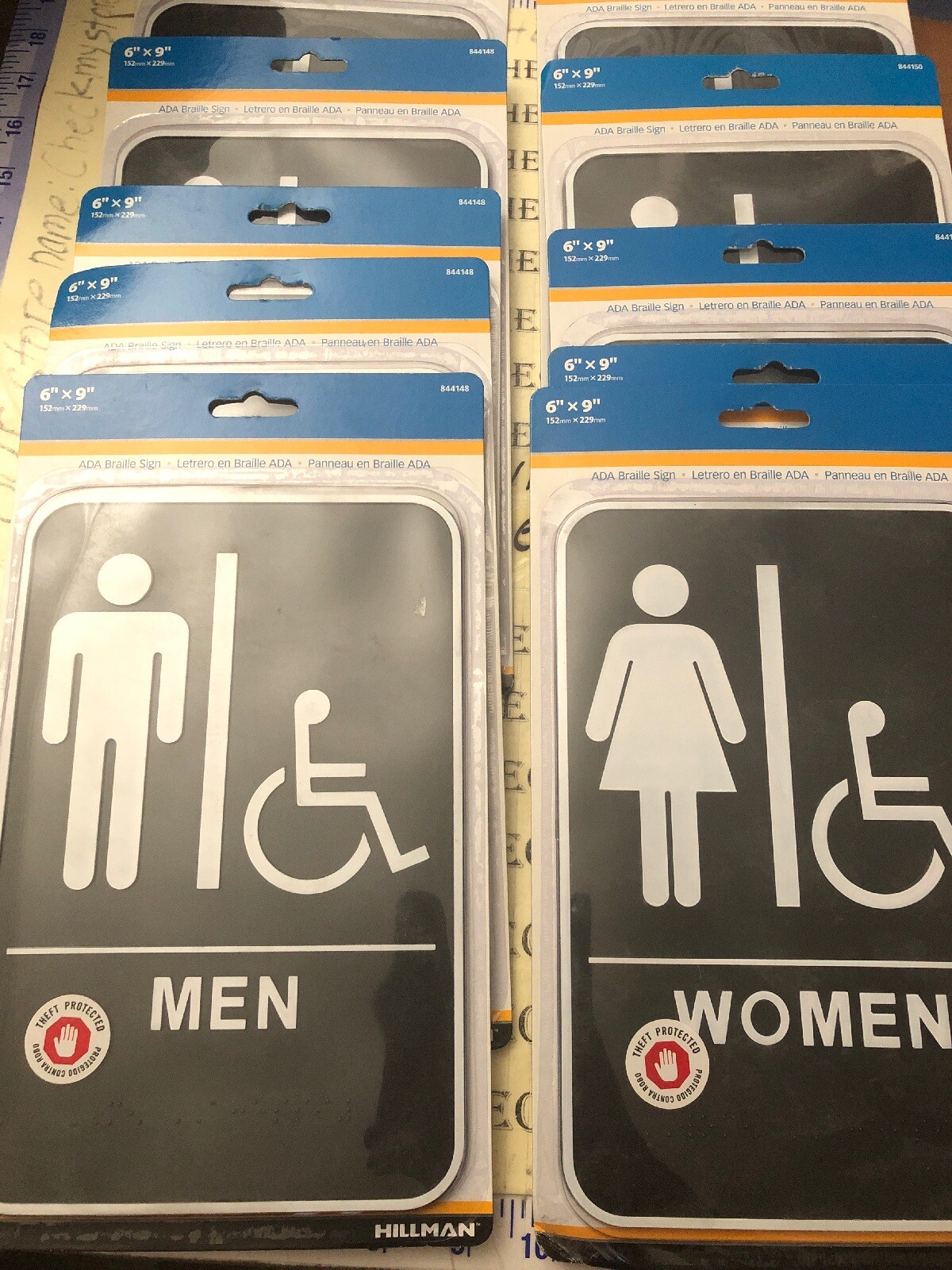 Hillman 844150 844148 5X Women 5X MEN Accessible ADA Braille Self Adhesive Sign
