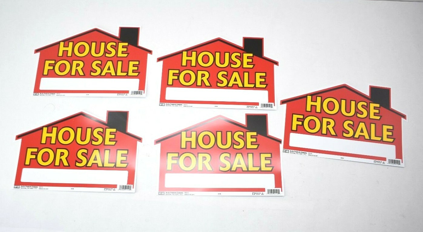 Lot Of 5 Hy-Ko Products Red Informational 9&Prime; x 12&Prime; House For Sale Yard Sign