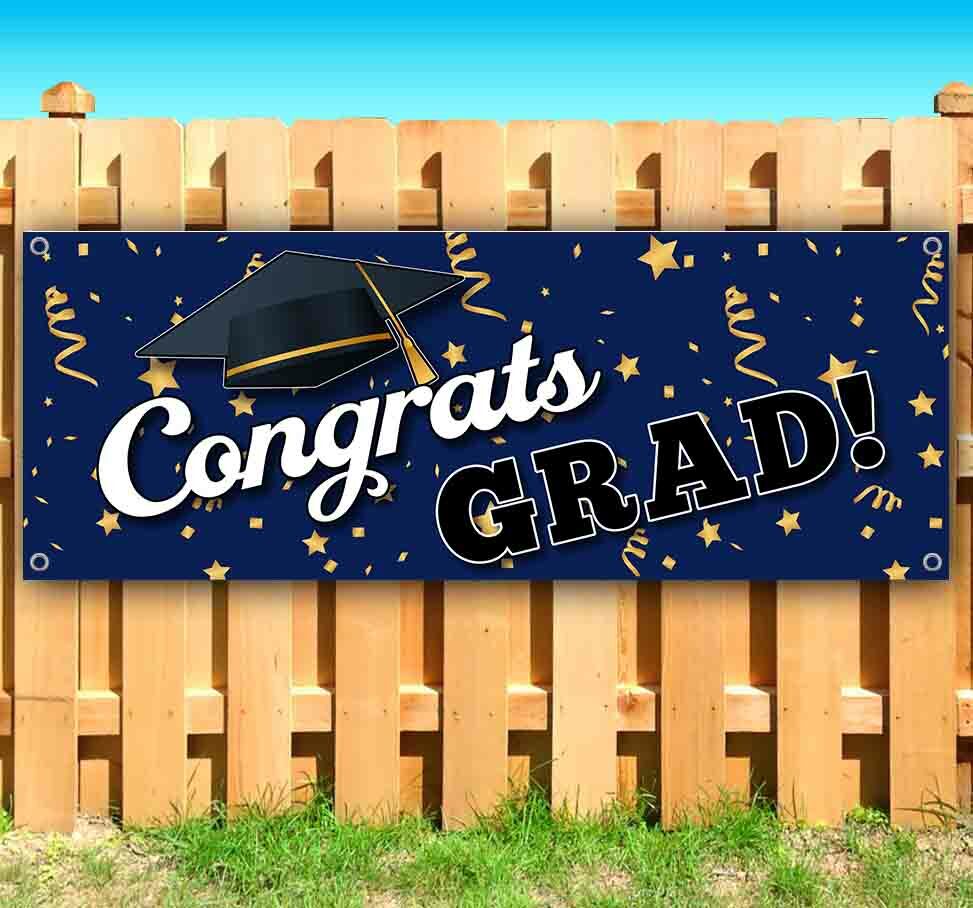 CONGRATS GRAD! Advertising Vinyl Banner Flag Sign Many Sizes USA GRADUATION