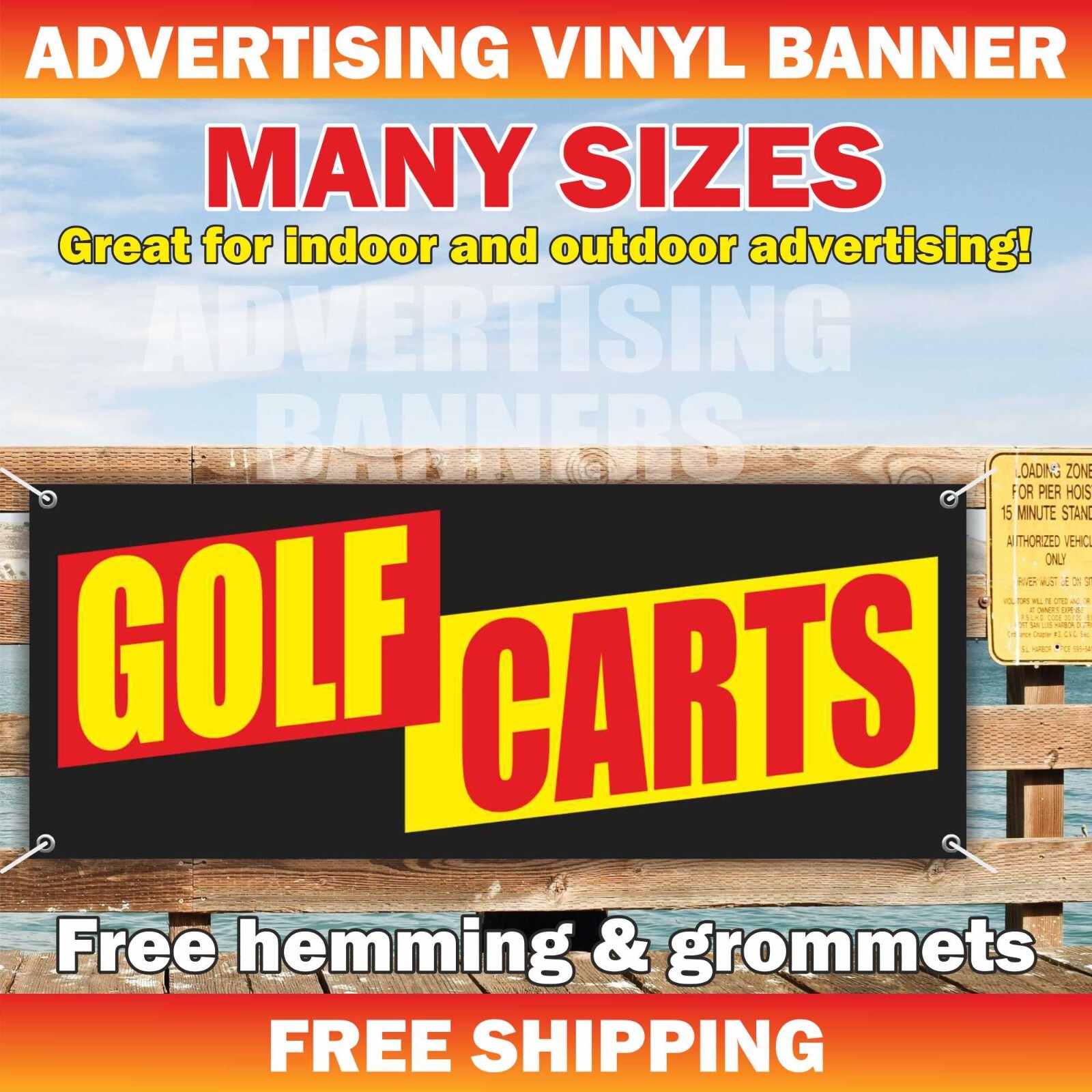 GOLF CARTS Advertising Banner Vinyl Mesh Sign Sale Service Mechanic Repair Check