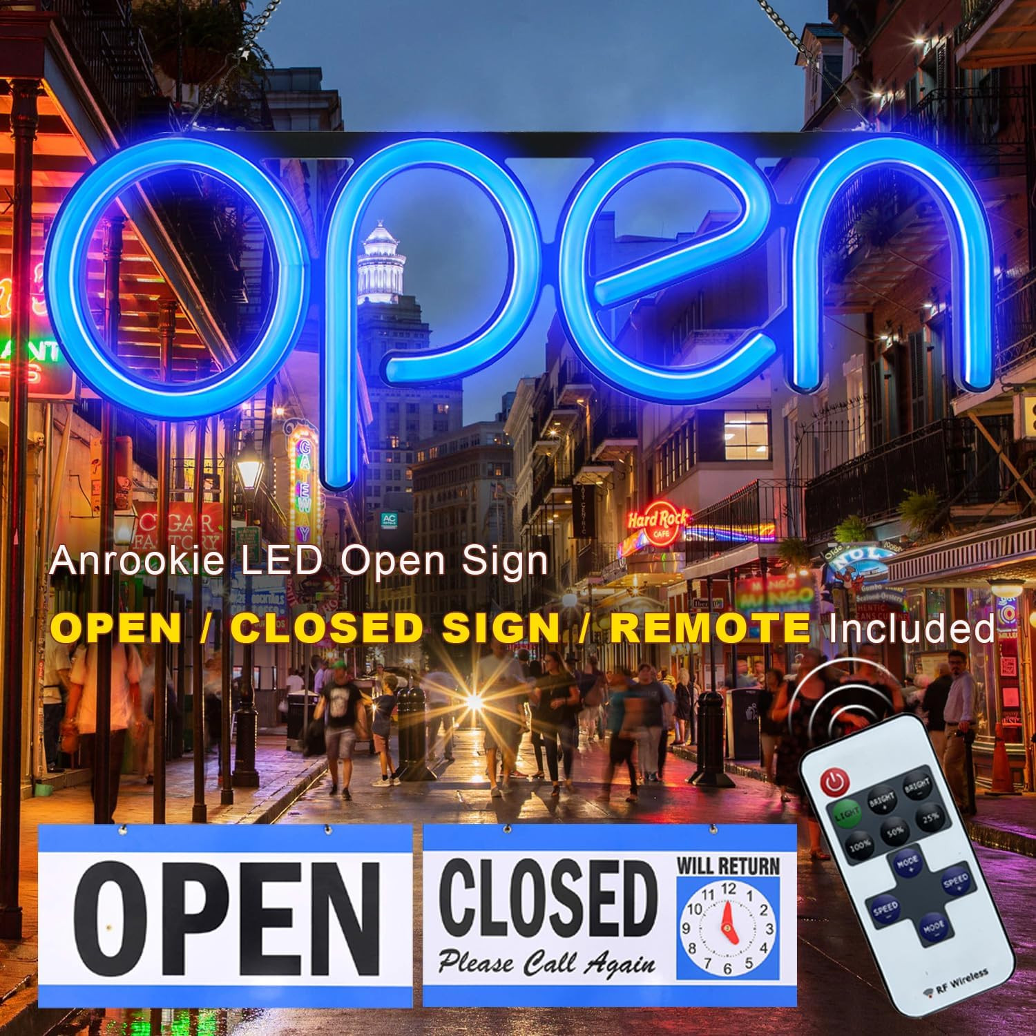 LED Open Sign,16X6 Inch Open Sign for Business,With Multiple Flashing Modes, Ide