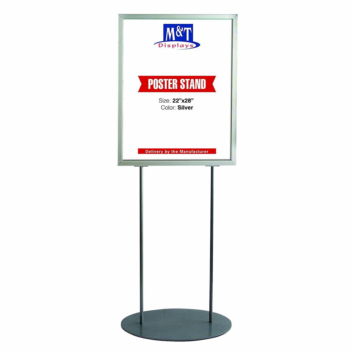 Metal Oval Base Poster Stand Infoboard Double Sided Sign Holder Slide-In 22×28&Prime;