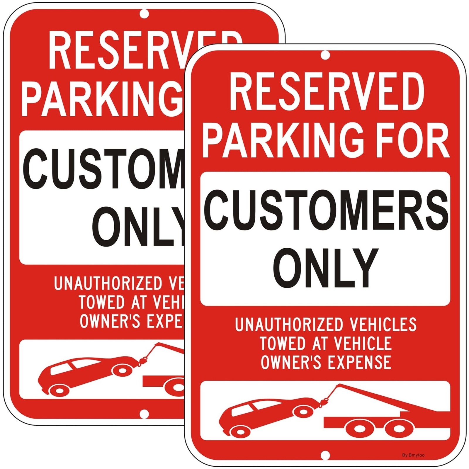 2 Pack Reserved Parking For Customers Only Sign, 18&Prime; x 12&Prime; Unauthorized Vehic…