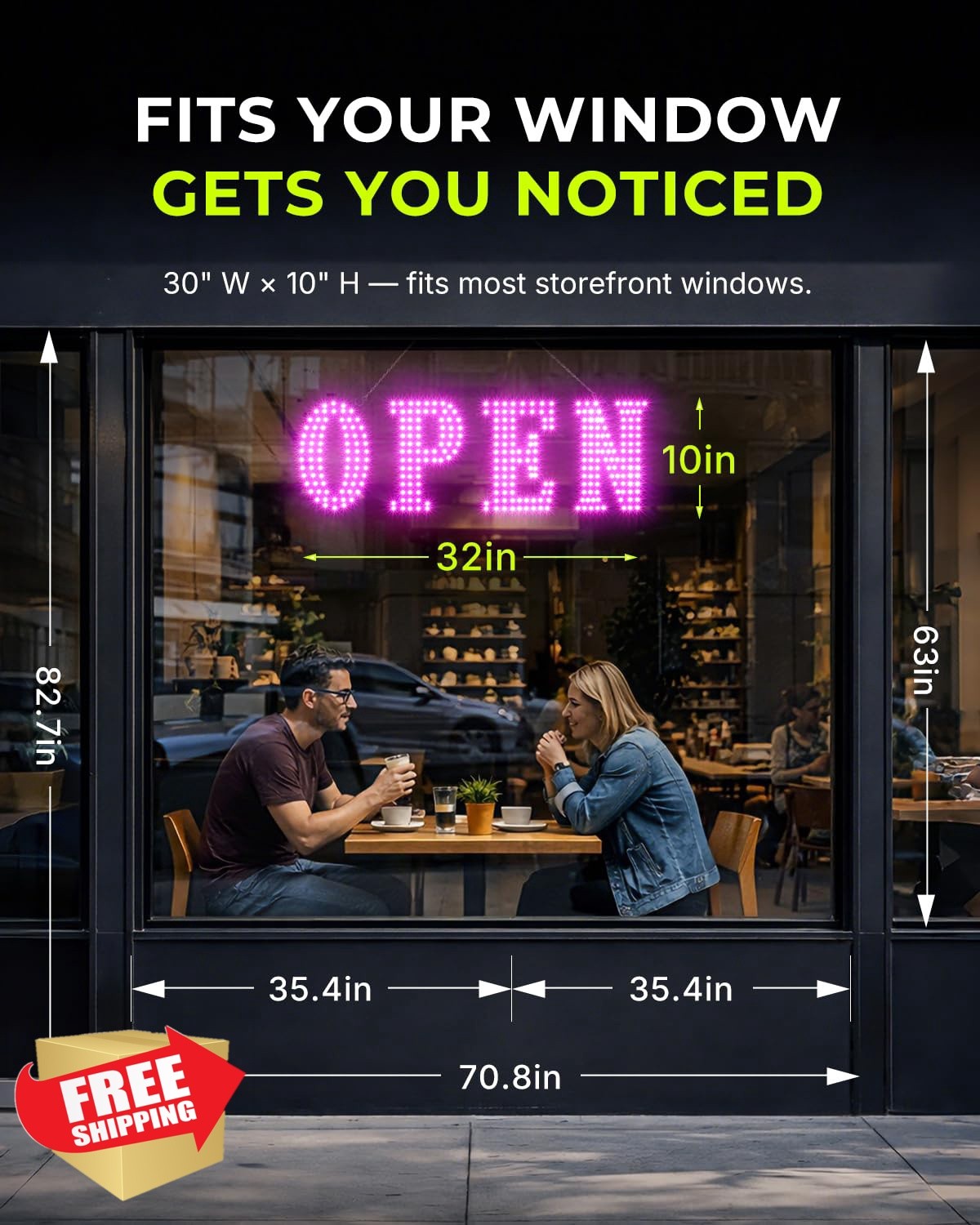 LemonNova Pink LED Open Sign 32×11 Business