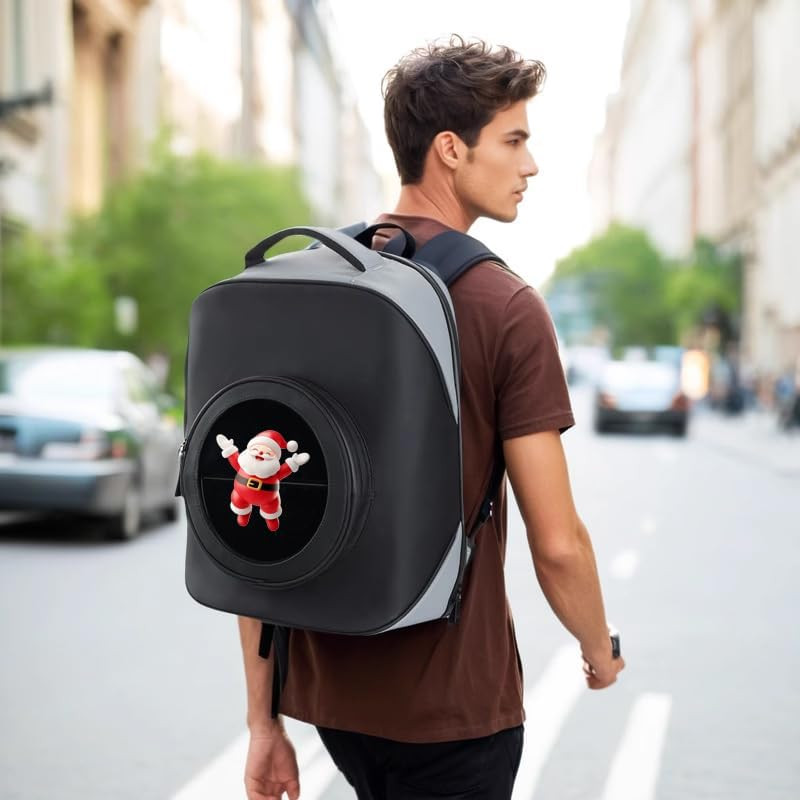 3D Hologram Fan Led Backpack,16.1&Prime; 3D Hologram Projector Advertising Commercial