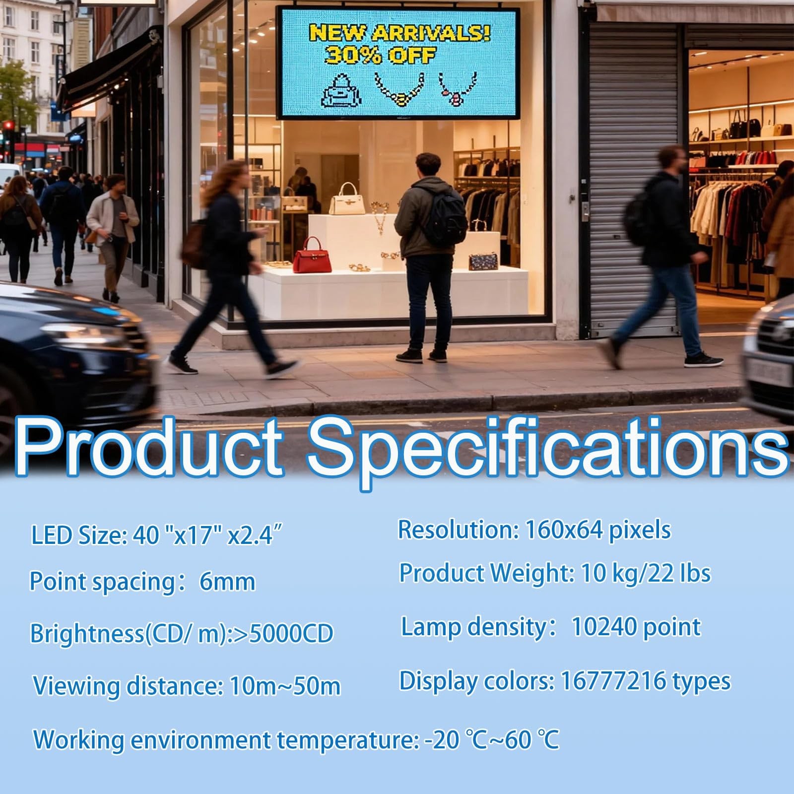 ZONTRONCM P6 40&Prime; * 17&Prime; Digital Programmable Scrolling Led Sign Outdoor Business