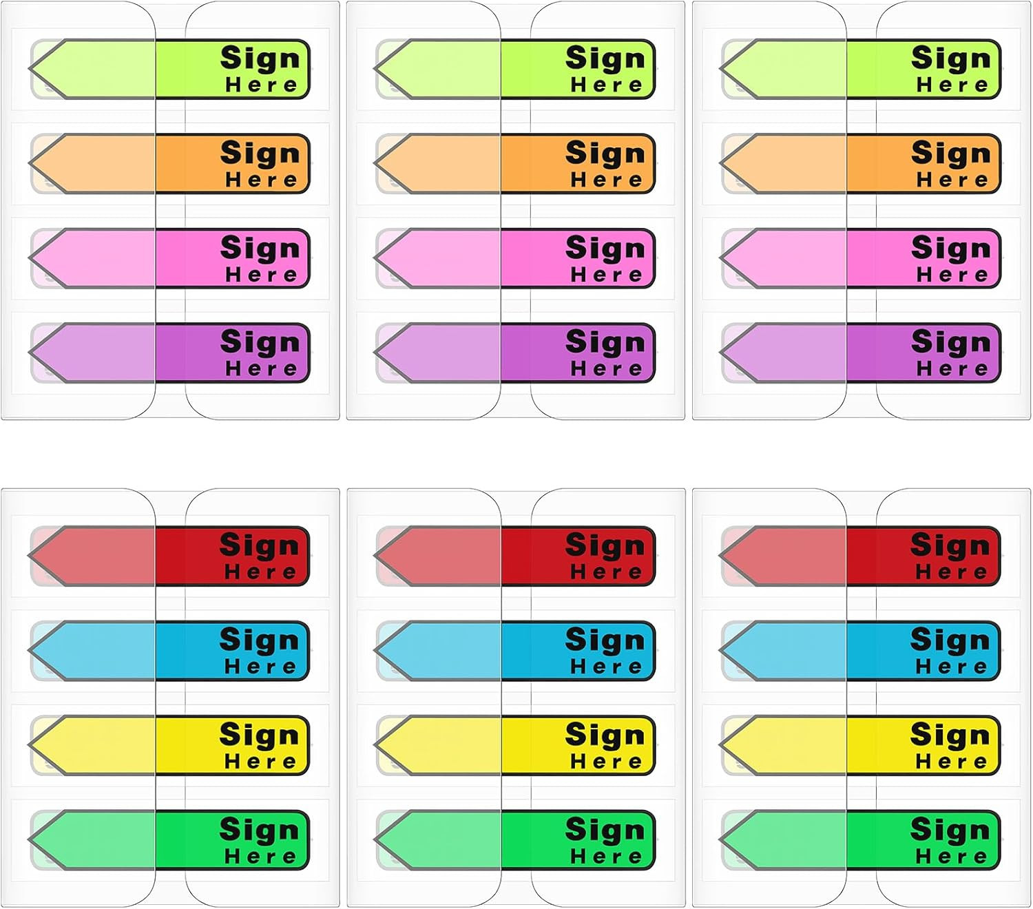 600 Pcs Sign Here Tab Flags Stickers 8 Colors Arrow Sticky Notes Dispenser