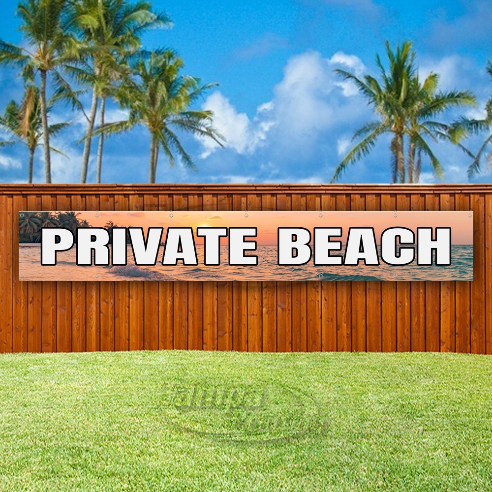 PRIVATE BEACH Advertising Vacation Business Vinyl Banner Flag Sign USA XL02254