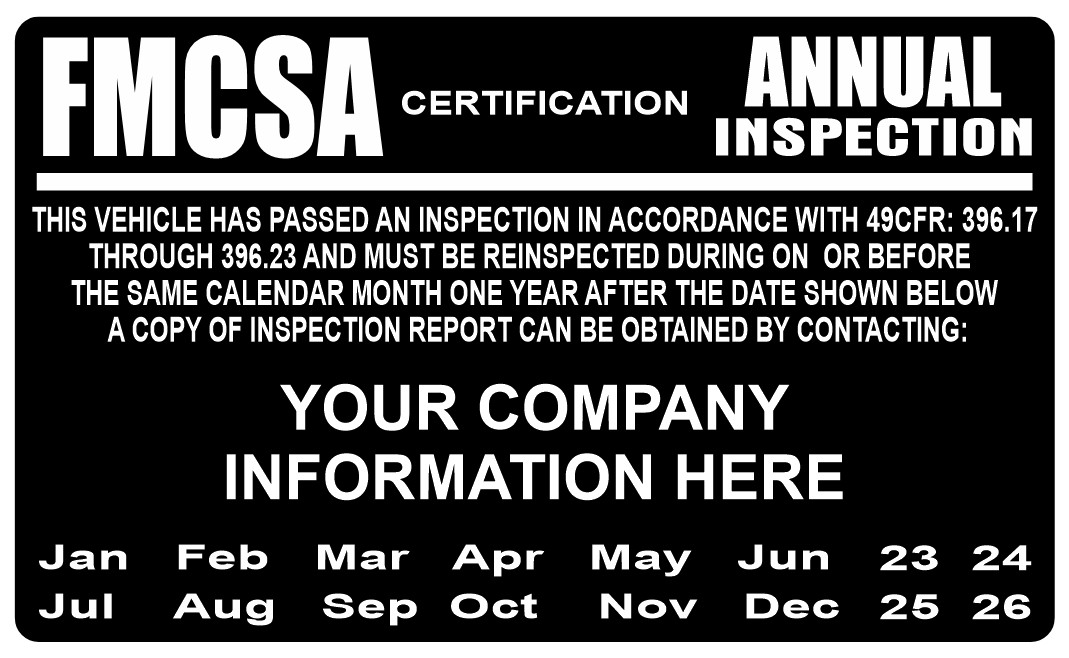 FMCSA DOT Annual Inspections Labels Set Of 50 Decals 5” Wide X 3” High
