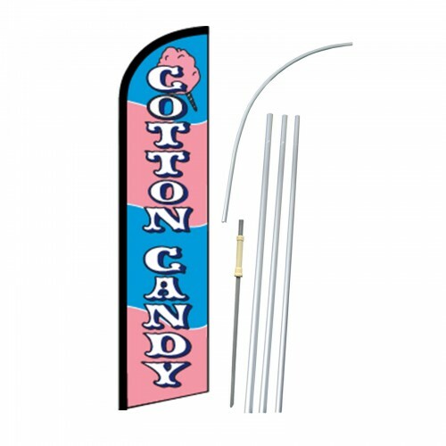 Cotton Candy Advertising Banner Flag Complete Tall Sign Kit 2.5&prime; wide
