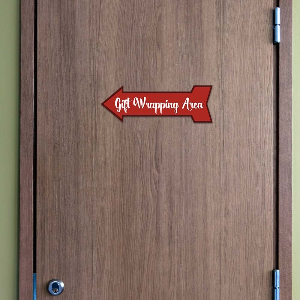 Arrow Shape Plus Gift Wrapping Area 12×4&Prime; Wall or Door Sign | Christmas