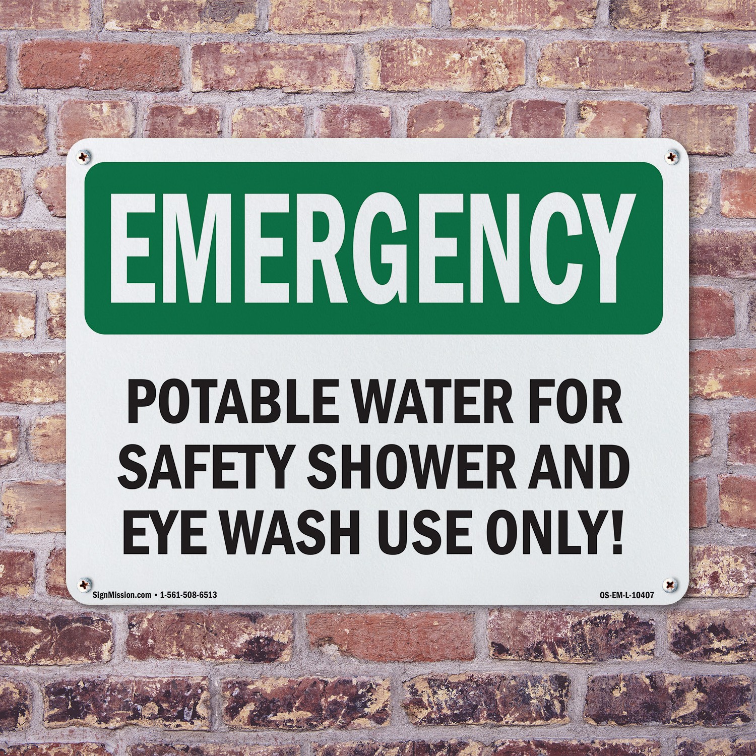 Potable Water For Safety Shower And Eye OSHA Emergency Sign, Decal 5 or 10 Pack