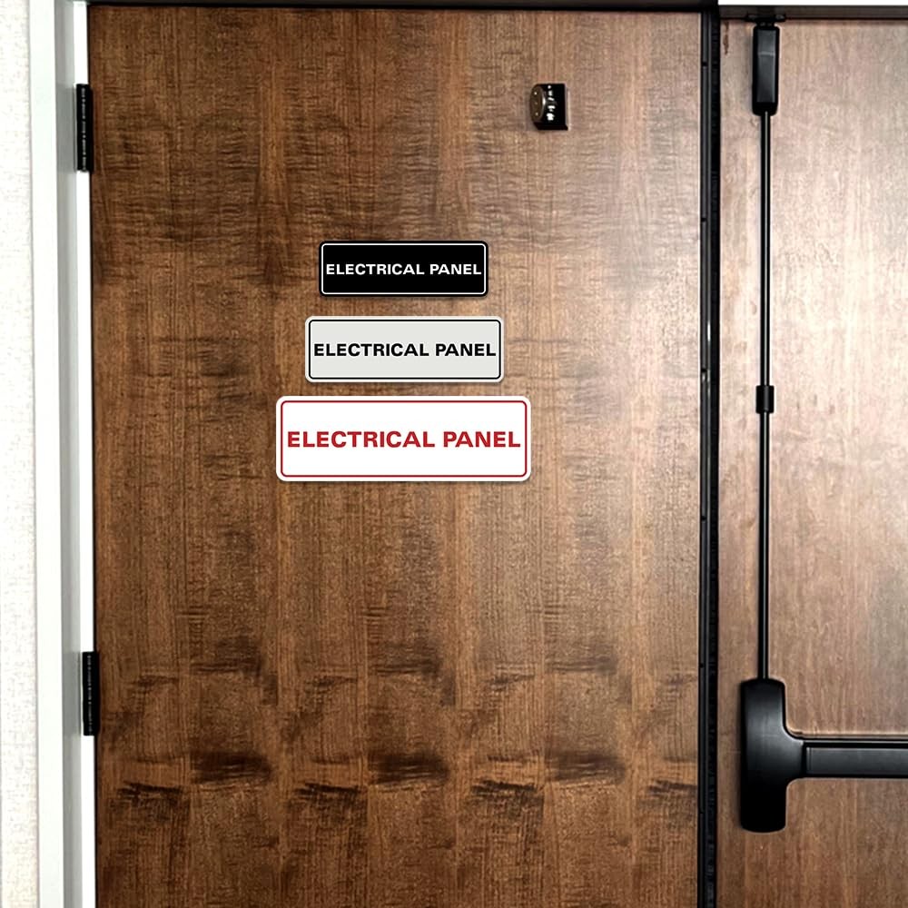 1 PCS Standard Electrical Panel Wall Door Sign Easy Installation Silver Small