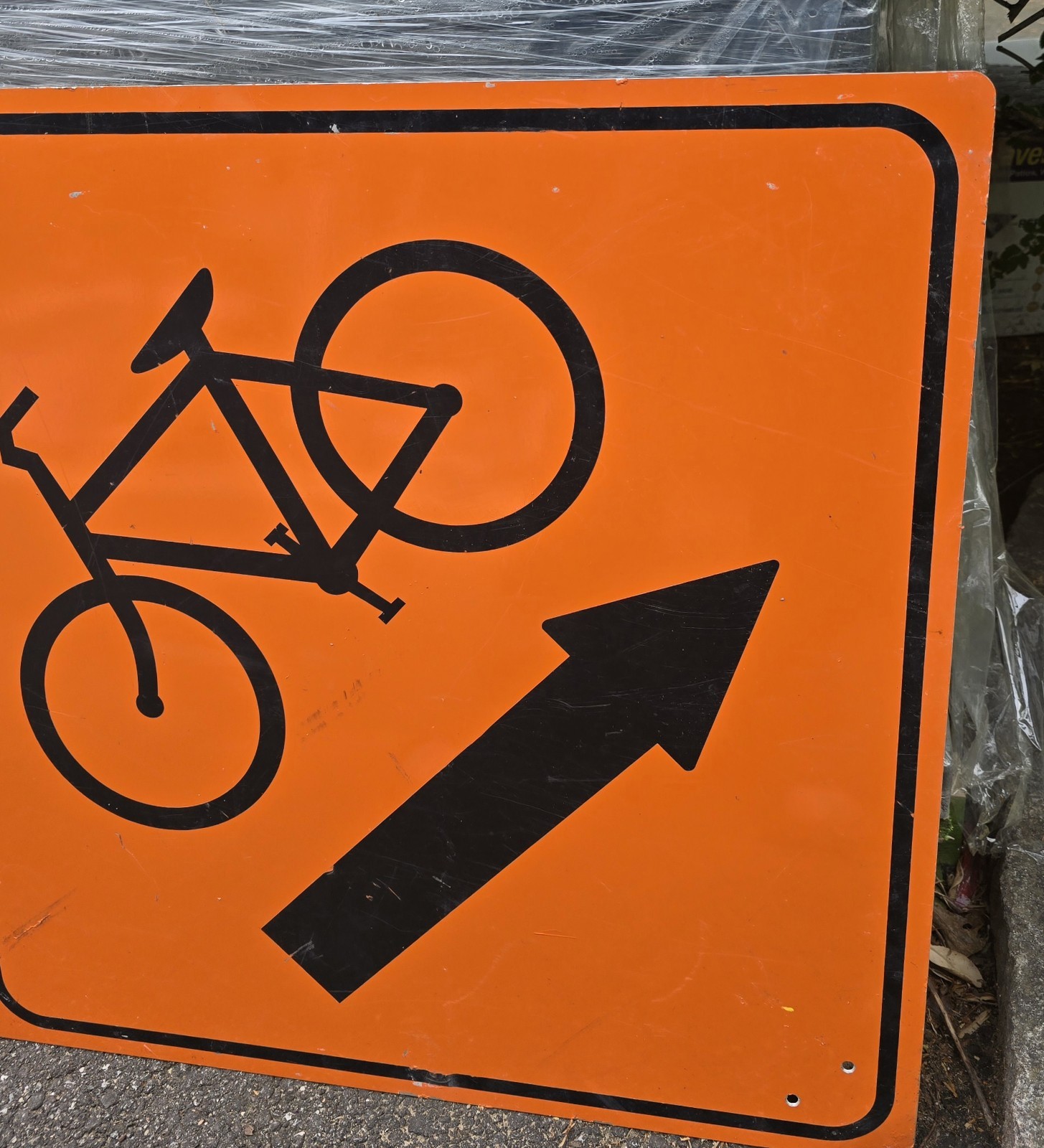 Bicycle Right Arrow Orange Reflective 24&Prime; Street Sign Bike Lane Construction #2