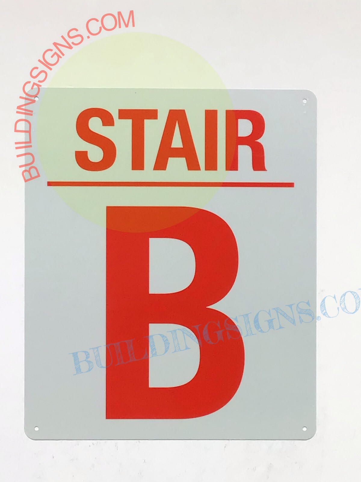 STAIR B SIGN (10×12, White, Aluminum) -REF24-1027