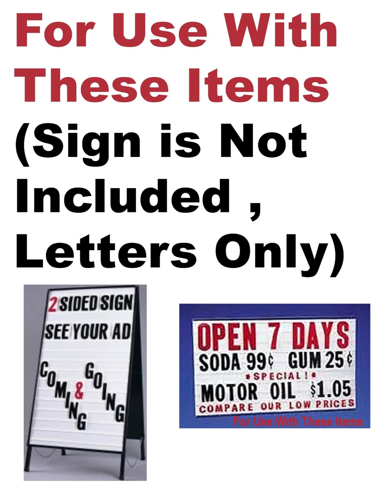 8&Prime; Replacement/Additional Letters | White Background for Message Boards