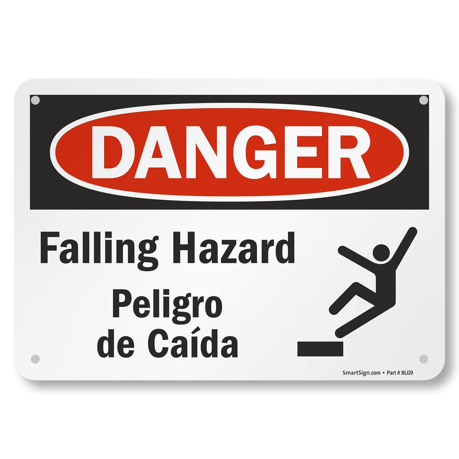 7×10 inch Danger Falling Hazard Peligro De Caida Bilingual OSHA Metal Sign