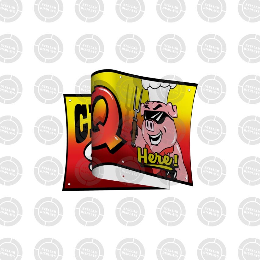 CHICAGO STYLE BBQ Banner Open Sign Display Restaurant Tailgate Festival Cookout