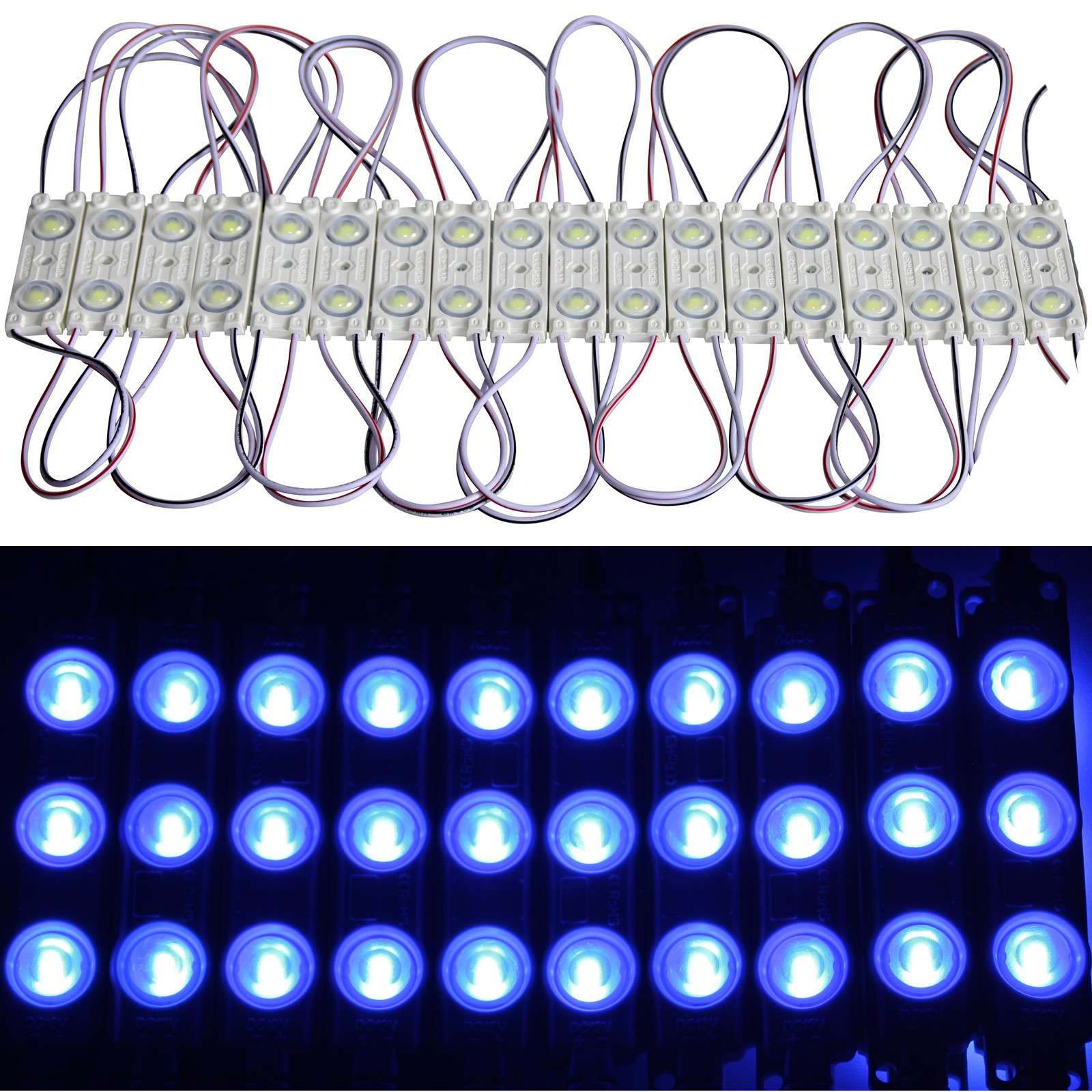 20X 2er LED Module Blue 12V Rohs Werbetechnik Ad Lighting Illuminated Sign