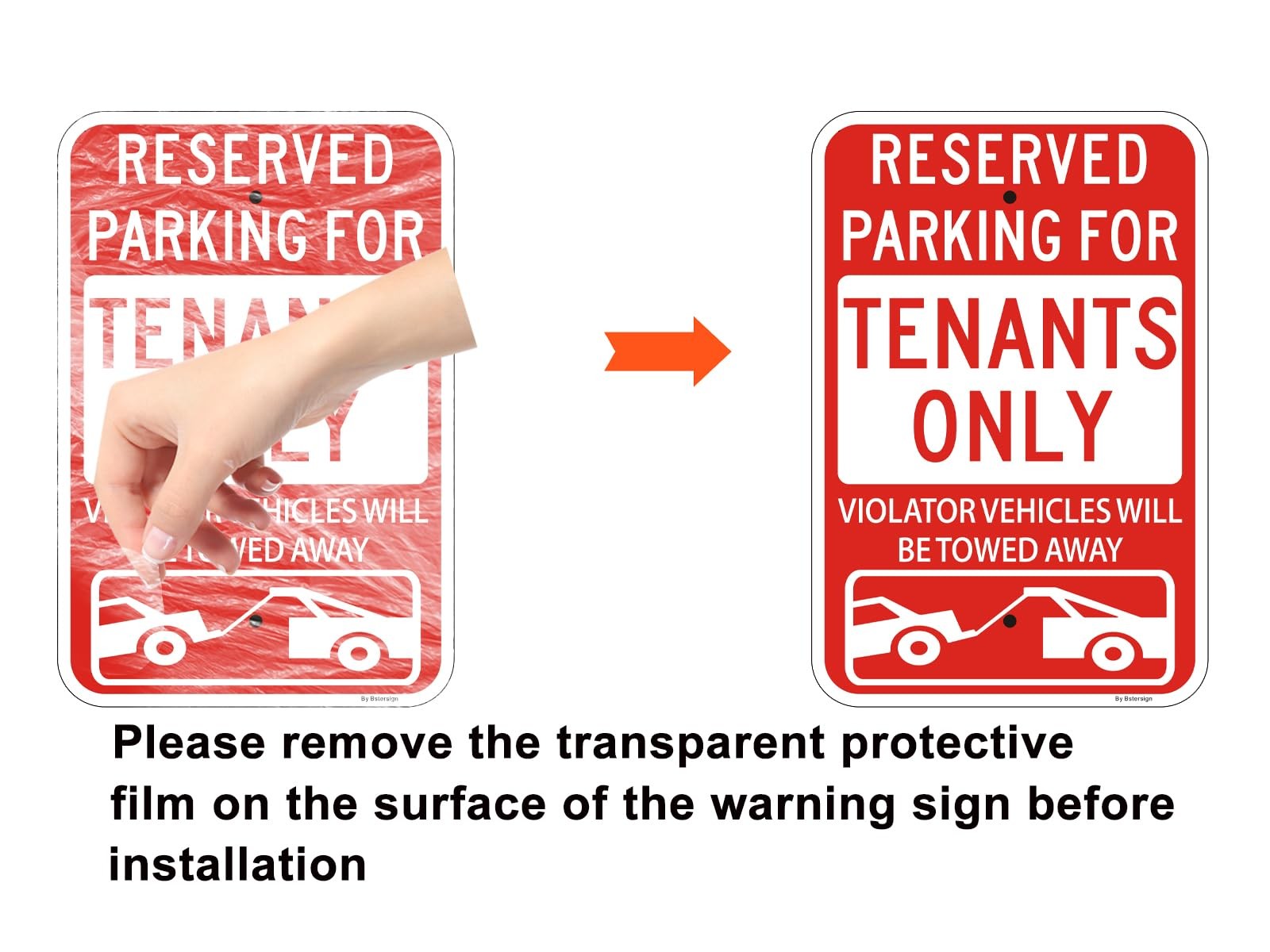 Large Reserved Tenants Parking Only Reflective Aluminum Metal Sign 18×12 2 PCS