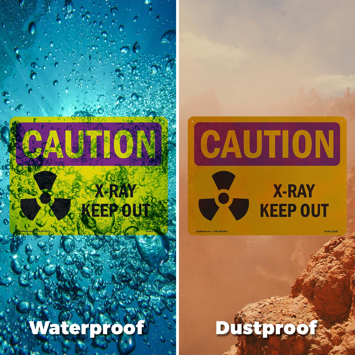 X-Ray Keep Out OSHA Caution Radiation Sign Metal Plastic Or Decal – 5 or 10 Pack