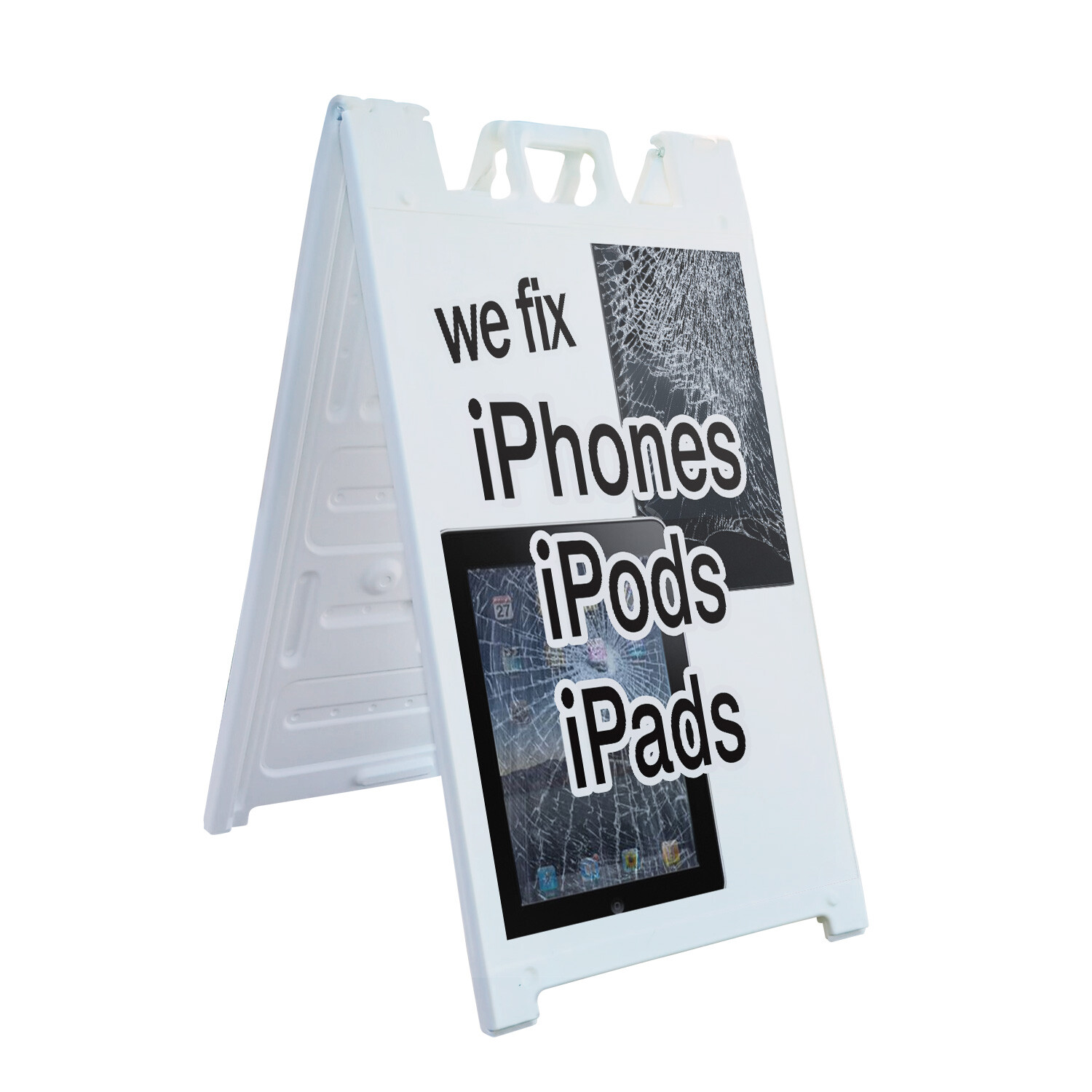 A-frame Sidewalk We Fix Iphones Ipods Ipads 24&Prime; x 36&Prime; Double Sided A-Frame Sidew