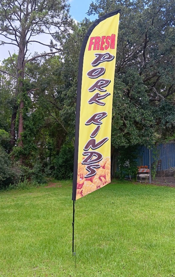 PORK RINDS Premium quality swooper feather flag vertical banner sign 9944