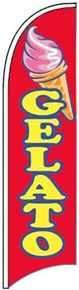 GELATO Windless Swooper Feather Flag 2.5×11.5 Feet Tall Banner Sign rb