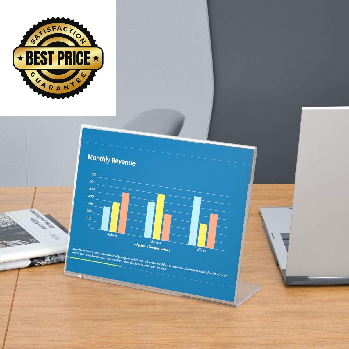 NIUBEE Acrylic Sign Holder 8.5×11 Inches 3 Pack Landscape, 8.5×11&Prime;, Clear