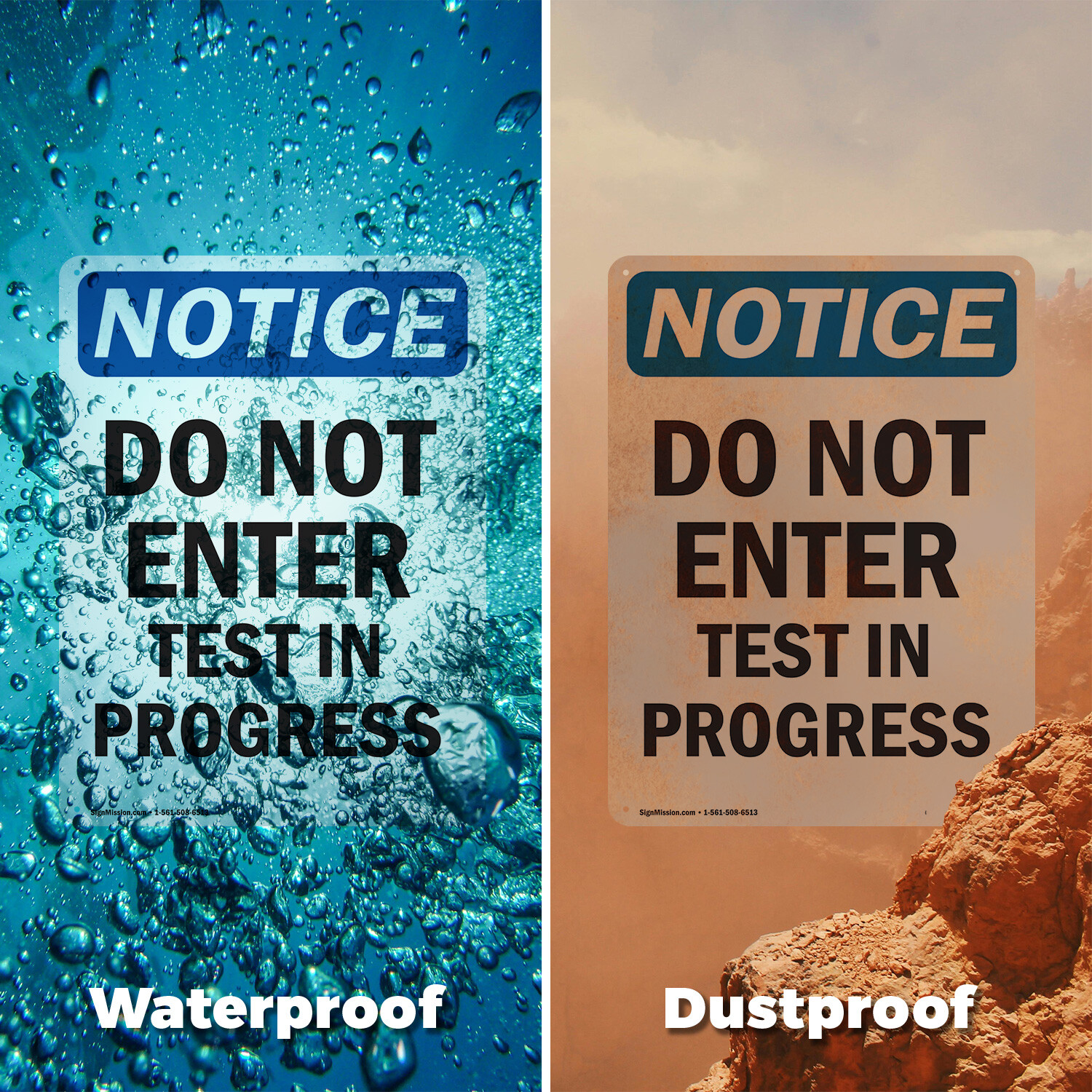 (2 Pack) Do Not Enter Test In Progress OSHA Notice Sign Decal Metal Plastic