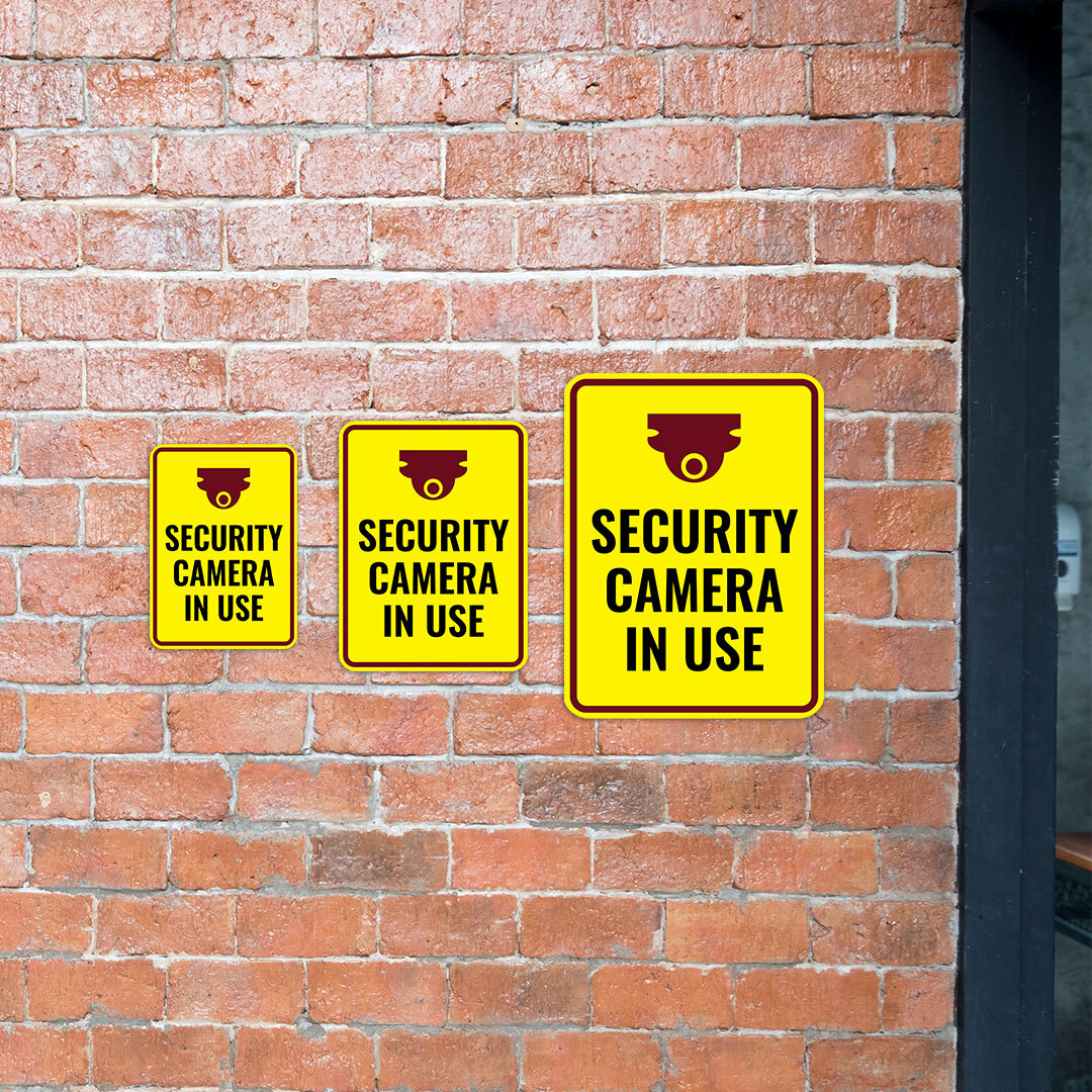 Portrait Round Plus Security Camera in Use Wall or Door Sign