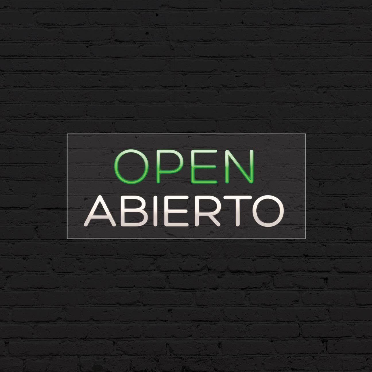 Open Abierto Sign for Business Displays | LED Flex Neon | 32&Prime;W x 13&Prime;H x 1&Prime;D
