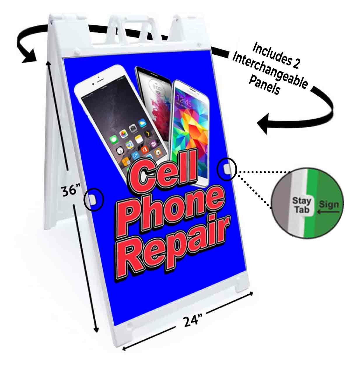 CELL PHONE REPAIR Signicade 24×36 A Frame Sidewalk Sign Double Sided TECHNOLOGY