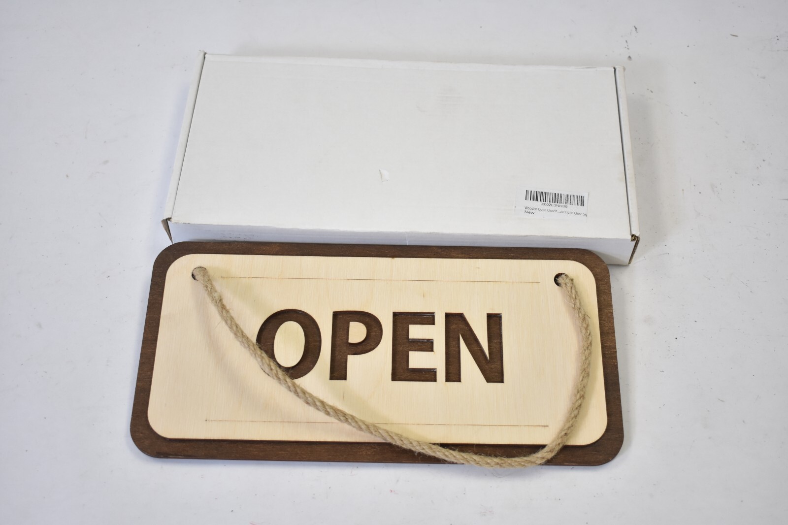 Wooden Flip Open Closed Sign 12&Prime; x 6&Prime; Rustic Hanging Sign with Rope for Business
