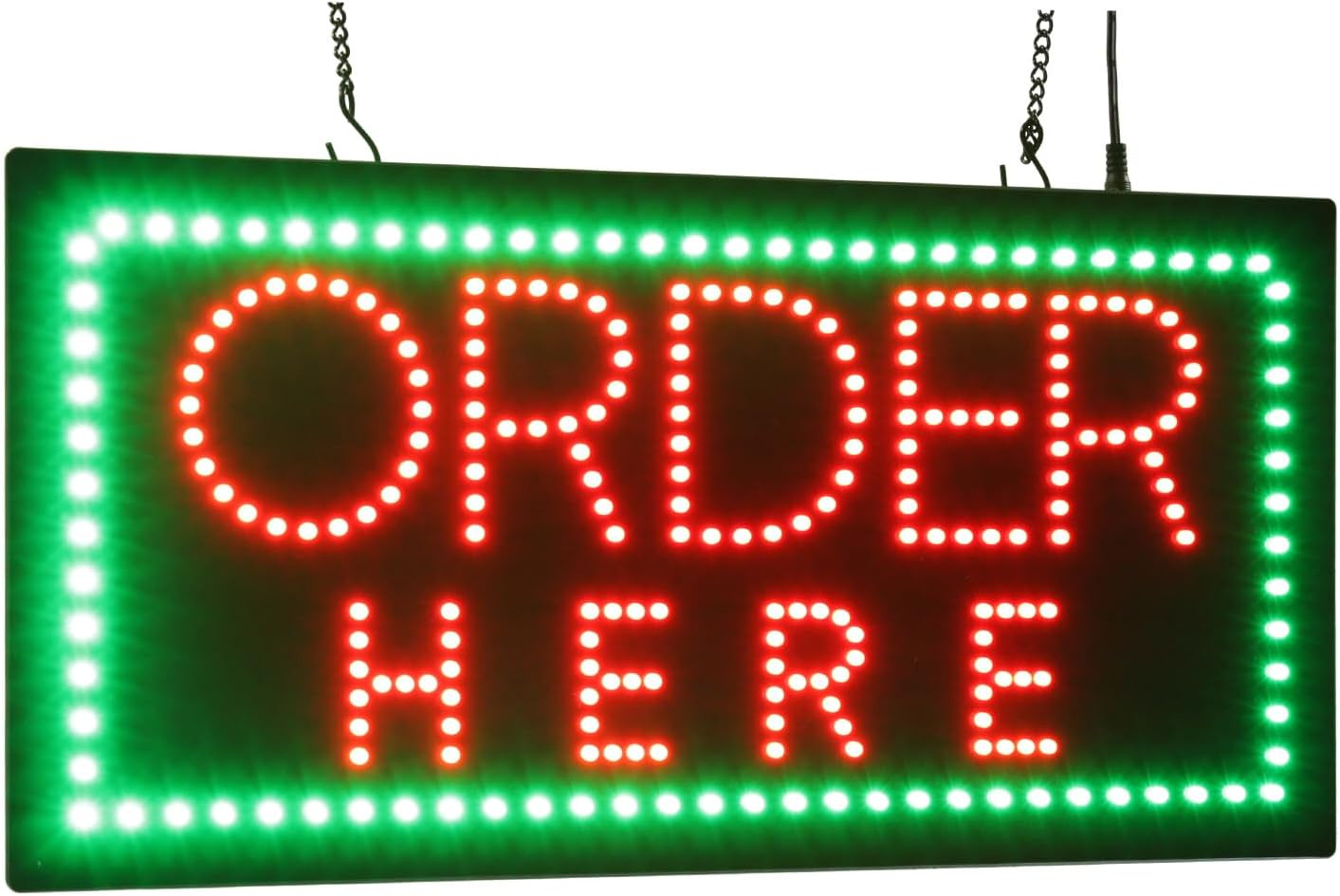 Vibrant LED « Order Here » Sign – 19&Prime;x10&Prime; for Grand Openings & Displays