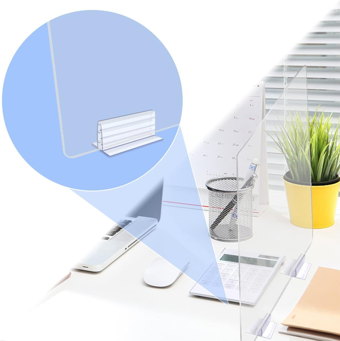 6Pcs Sneeze Guard Holder, Self Adhesive Acrylic Panels Holder 1/8&Prime; to 1/4&Prime; Thick